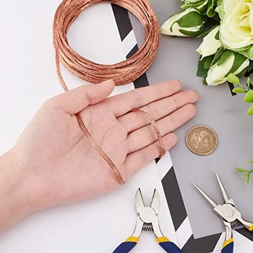 BENECREAT 3mm Flat Copper Braided Ground Strap 8m (26ft) | 1.5mm² Conductor for Noise Reduction thumbnail 3
