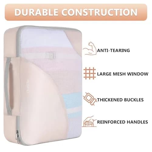 OlarHike 8 Set Packing Cubes for Travel | Durable Suitcase Organizer with Shoe & Toiletry Bag (8 Pack, Cream) thumbnail 4