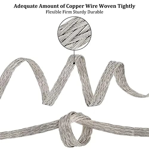 BENECREAT Braided Tinned Copper Wire 3mm Wide, 0.8mm Thick, 26Ft (8m) | Flat Flexible Grounding Lead Wire for Noise Reduction thumbnail 4