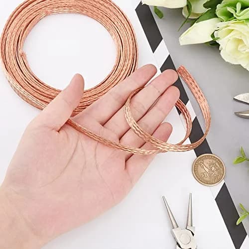 BENECREAT Flat Braided Pure Copper Wire 4m (13Ft) | 9mm Wide, 1mm Thick, 4mm² Cross-Section for Grounding & Noise Reduction thumbnail 3