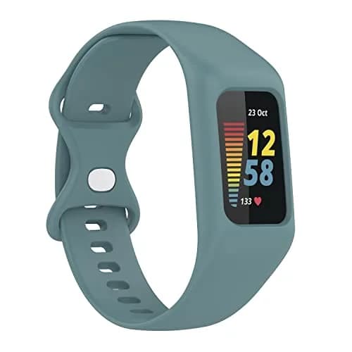 Gheper Silicone Watch Band for Fitbit Charge 6/5/4/3/3SE, Steel Blue, 156mm (6.14in) | Breathable & Durable Replacement Strap thumbnail 3