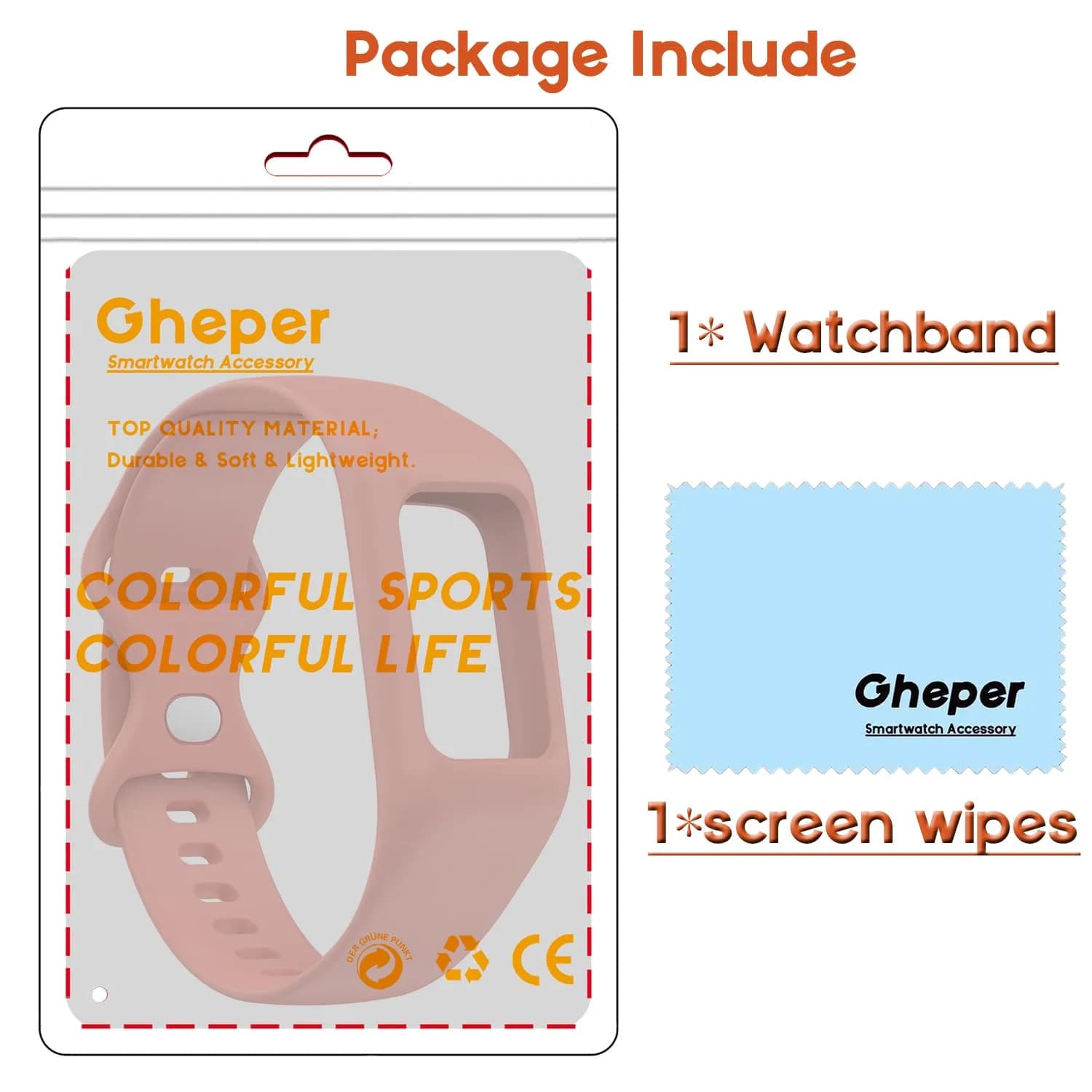 Gheper Soft Silicone Watchband for Fitbit Charge 6/5/4/3/3SE, Pink, 16mm (5.5"-8.7" Wrists) - view 6