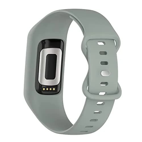 Gheper Soft Silicone Watchband Compatible with Fitbit Charge 6/5/4/3/3SE Gray | Adjustable Fit 5.5"-8.7" Wrists thumbnail 4