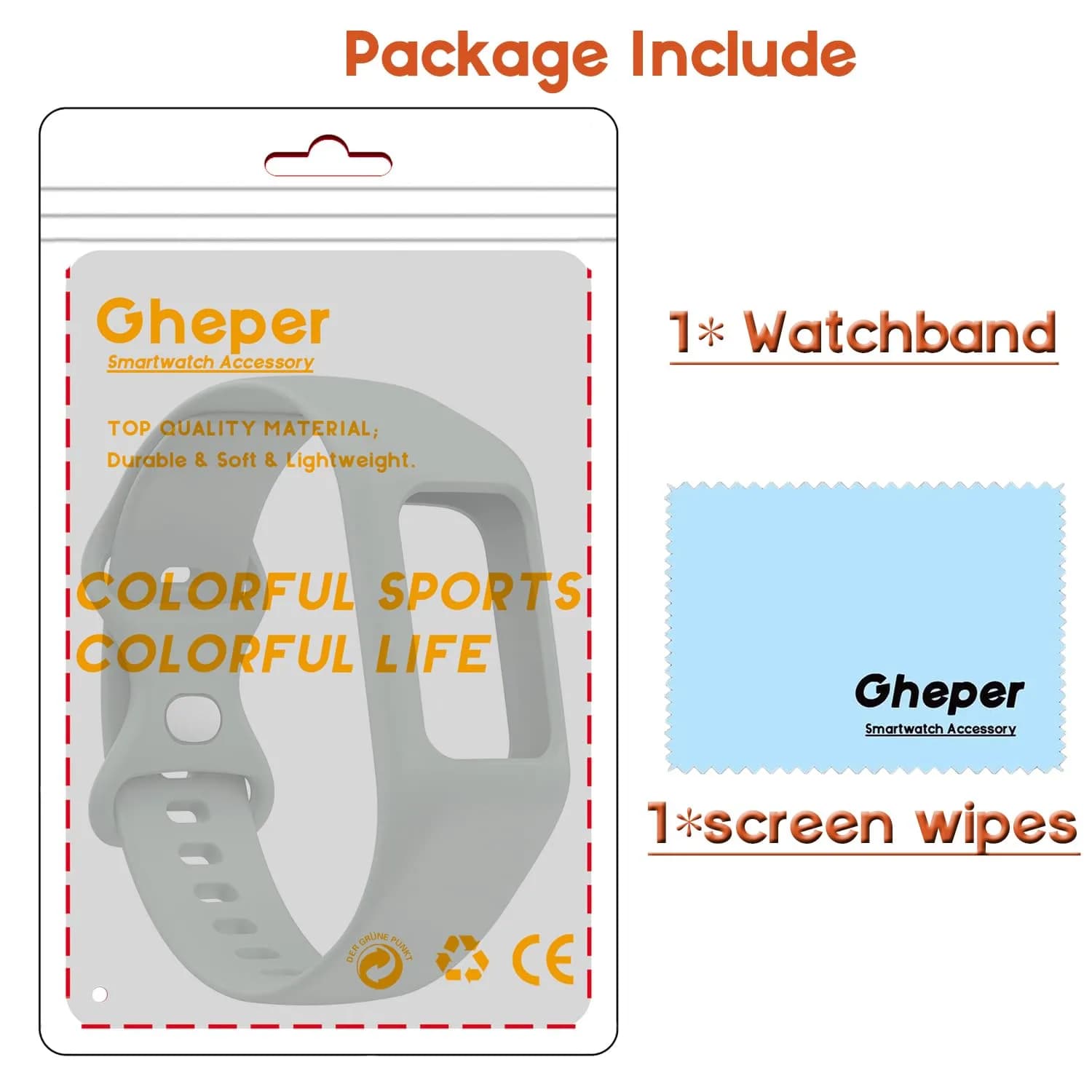 Gheper Soft Silicone Watchband Compatible with Fitbit Charge 6/5/4/3/3SE Gray | Adjustable Fit 5.5"-8.7" Wrists - view 2