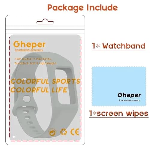 Gheper Soft Silicone Watchband Compatible with Fitbit Charge 6/5/4/3/3SE Gray | Adjustable Fit 5.5"-8.7" Wrists thumbnail 2