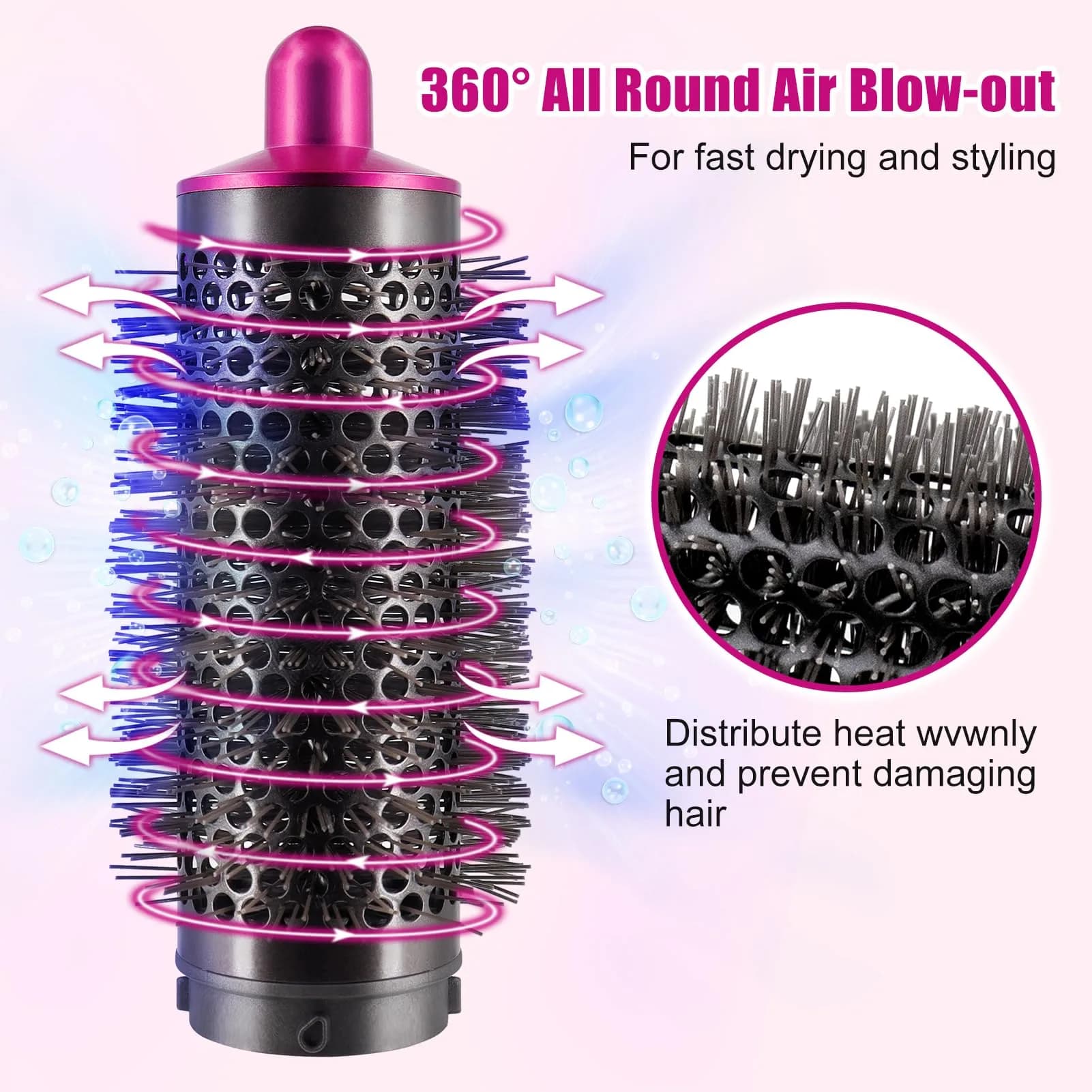 Chuancheng Round Volumizing Brush for Dyson Airwrap HS01/HS05 Attachment | 7.6 cm (3 inch) Barrel for Limp Flat Hair - view 4