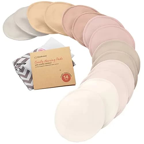 KeaBabies Organic Nursing Pads (14-Pack, Medium 4.6") | Washable Bamboo Breast Pads for Breastfeeding - main product image