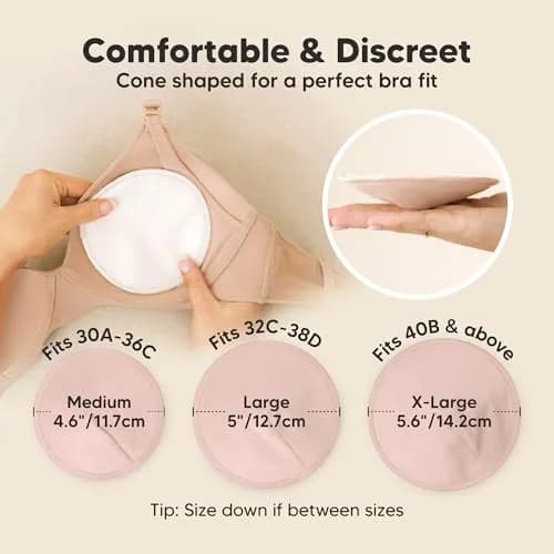 KeaBabies Organic Nursing Pads M 4.6" (14-Pack Neutrals) | 3-Layer Absorbent Bamboo Viscose thumbnail 3