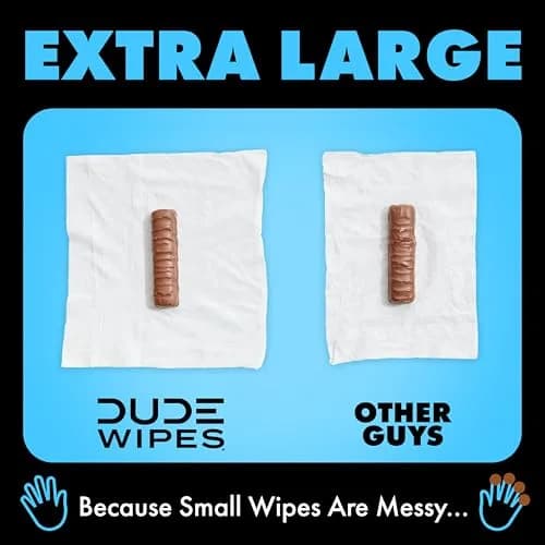 DUDE Wipes Unscented Adult Flushable Travel Wipes 18 Count | Extra Large, Plant-Based, Septic Safe thumbnail 6