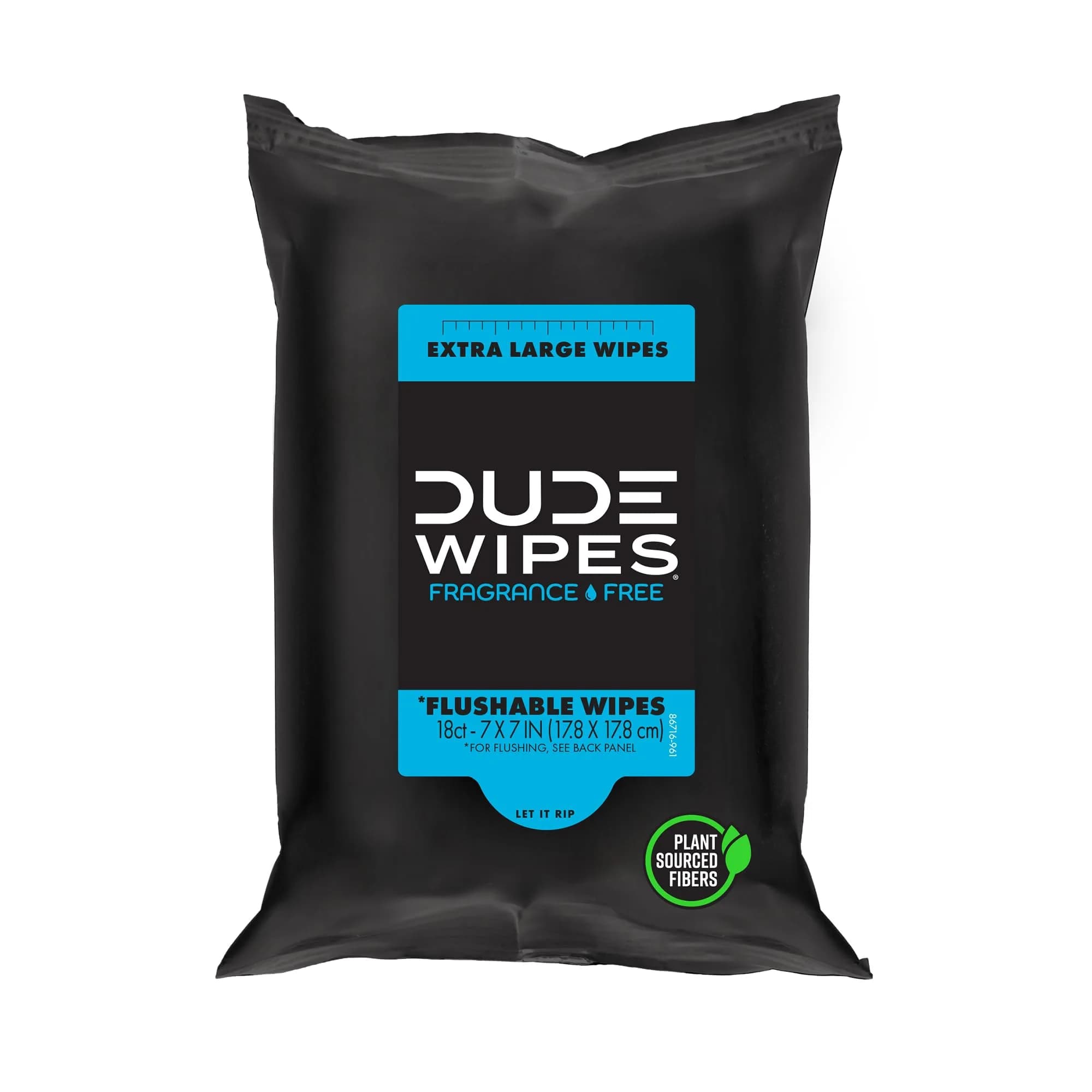 DUDE Wipes Unscented Adult Flushable Travel Wipes 18 Count | Extra Large, Plant-Based, Septic Safe