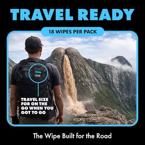 DUDE Wipes Unscented Adult Flushable Travel Wipes 18 Count | Extra Large, Plant-Based, Septic Safe thumbnail 2