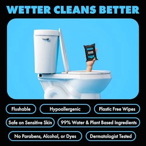 DUDE Wipes Unscented Adult Flushable Travel Wipes 18 Count | Extra Large, Plant-Based, Septic Safe thumbnail 3