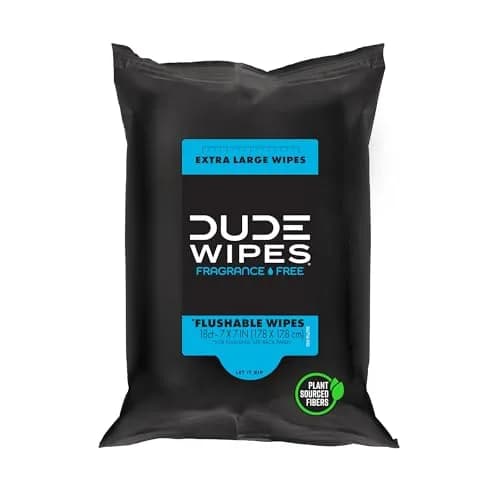 DUDE Wipes Unscented Adult Flushable Travel Wipes 18 Count | Extra Large, Plant-Based, Septic Safe - main product image