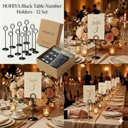 HOHIYA 12 Pack Black Table Number Holders 12" Tall | Modern Pedestal Stands for Weddings & Events thumbnail 4