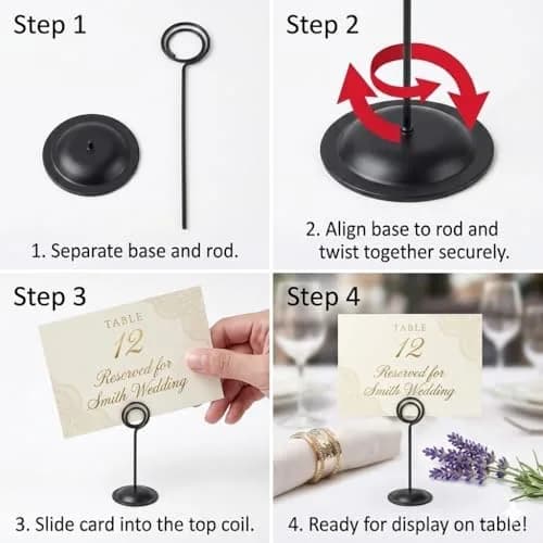 HOHIYA 12 Pack Black Table Number Holders 12" Tall | Modern Pedestal Stands for Weddings & Events thumbnail 7