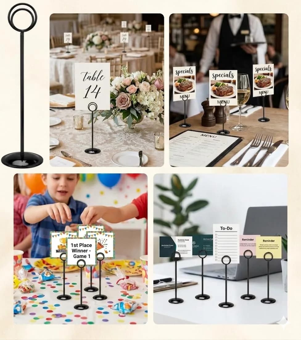 HOHIYA 12 Pack Black Table Number Holders 12" Tall | Modern Pedestal Stands for Weddings & Events - view 8