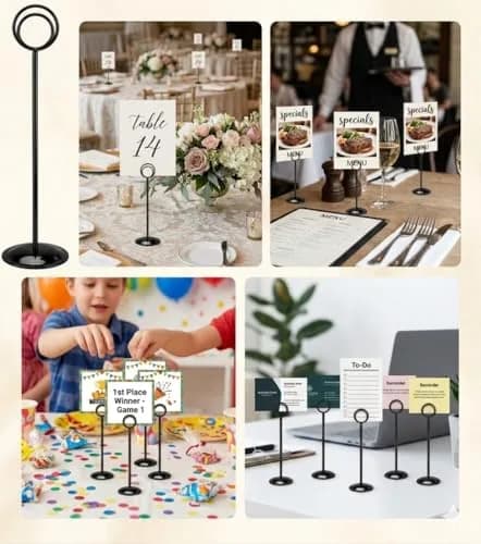 HOHIYA 12 Pack Black Table Number Holders 12" Tall | Modern Pedestal Stands for Weddings & Events thumbnail 8