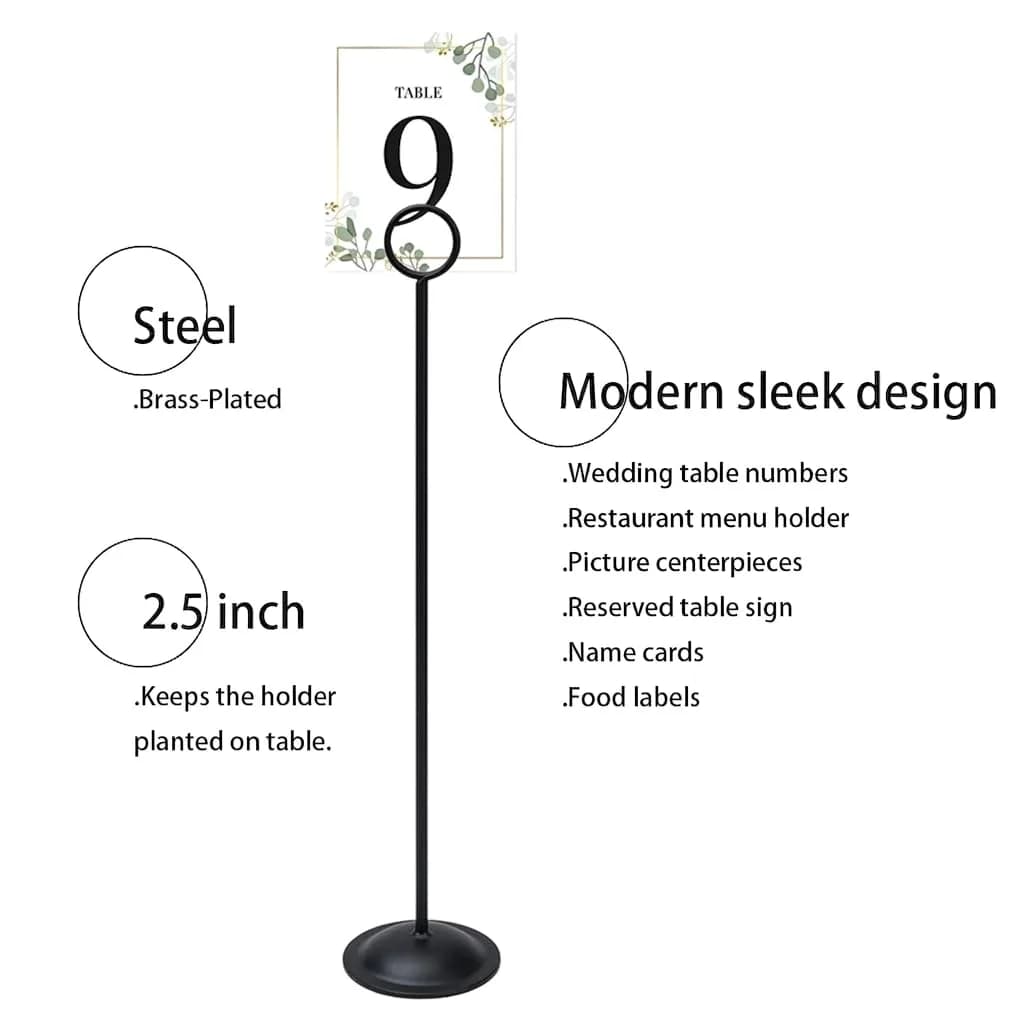 HOHIYA 12 Pack Black Table Number Holders 12" Tall | Modern Pedestal Stands for Weddings & Events - view 3