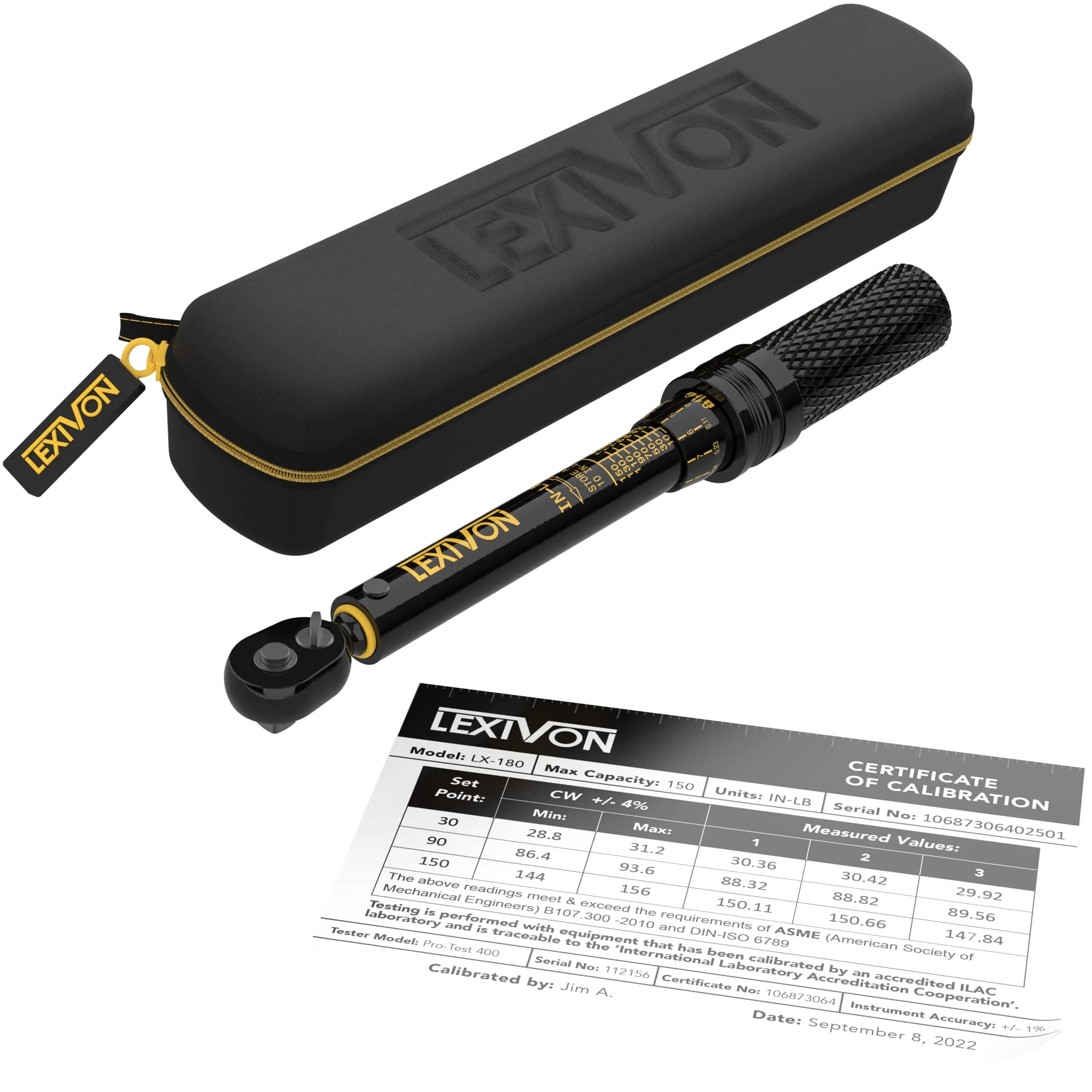 LEXIVON 1/4-Inch Drive Click Torque Wrench 10-150 in-lb (1.1-16.9 Nm) | 72-Tooth Gear Dual-Direction, Calibration Certified