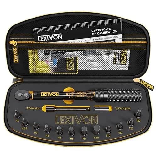 LEXIVON 1/4-Inch Drive Click Torque Wrench 15-Piece Kit | 2-26 Nm (17.7-230.1 in-lb) Dual-Direction, 72-Tooth Gear thumbnail 1