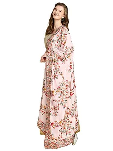 DUPATTA BAZAAR Women's Georgette Dupatta with Heavy Embroidery | Peach & Multi, 2.5m thumbnail 2
