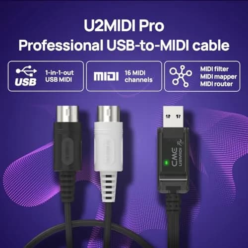 CME U2MIDI Pro - High-Speed USB MIDI Cable with Filter & Mapper 6.5ft | Plug & Play MIDI Interface for Computer & Instruments thumbnail 3