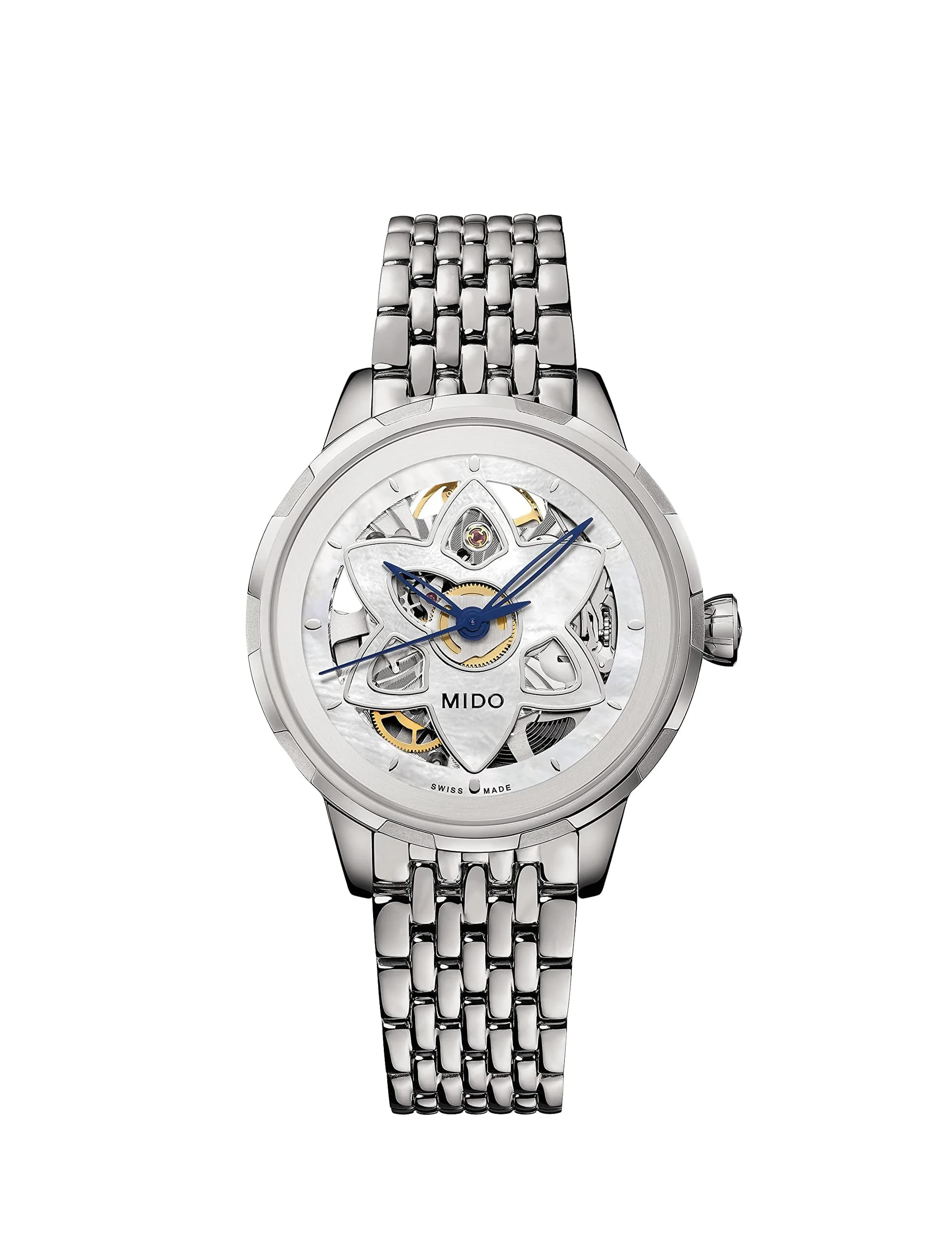 MIDO Rainflower Blossom Swiss Automatic Watch for Women | 34mm White Dial, Skeleton Movement - main product image