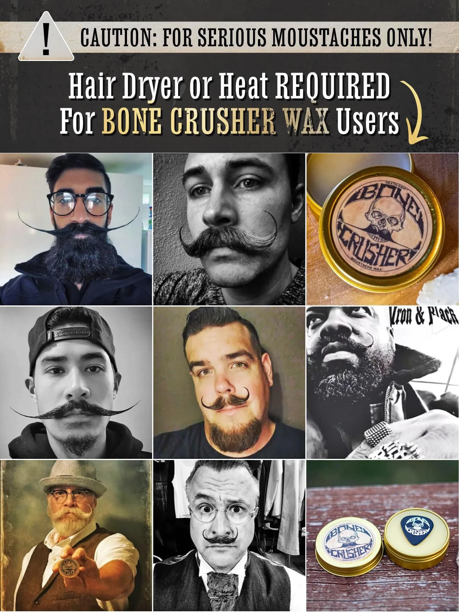 THE VINTAGE GROOMING CO. Bone Crusher Mustache Wax 28.35 g (1 oz) | Extra Strong Hold for All Mustache Styles - view 6