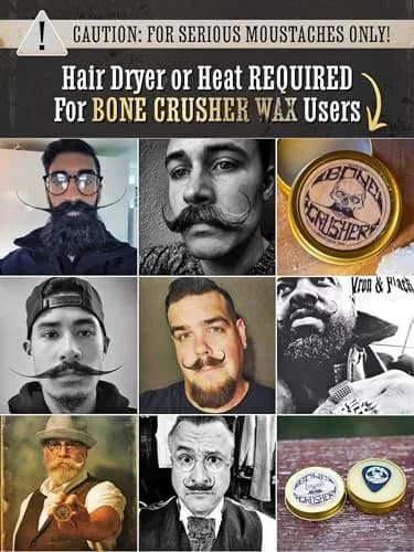 THE VINTAGE GROOMING CO. Bone Crusher Mustache Wax 28.35 g (1 oz) | Extra Strong Hold for All Mustache Styles thumbnail 6