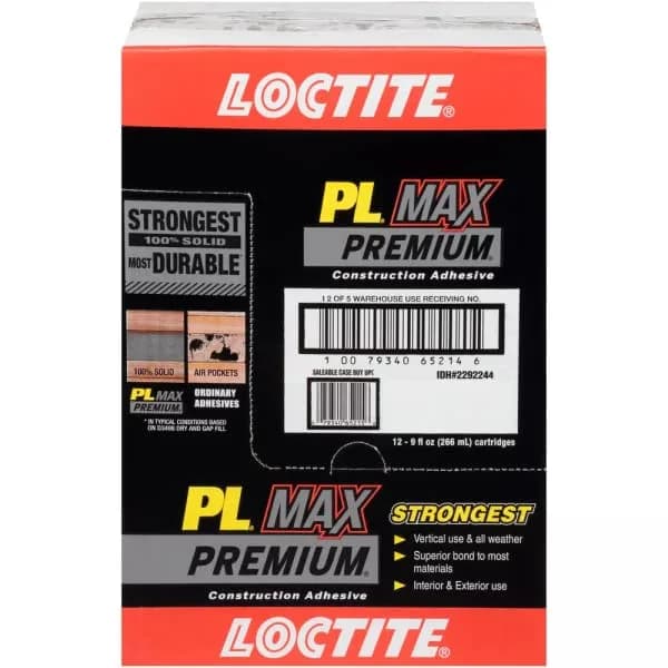 Loctite PL Premium Max Construction Adhesive 12 Pack | Heavy-Duty Waterproof Bond for Interior & Exterior thumbnail 4