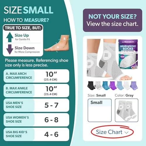 BraceAbility Neuropathy Socks Small - Gray | FDA Approved Medical Compression Garment for Nerve Pain Relief thumbnail 2