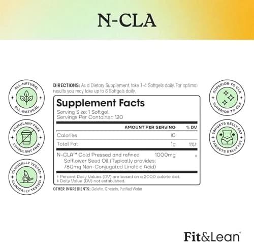 Fit & Lean N-CLA 120 Serv | Supports Belly Fat Reduction & Lean Muscle thumbnail 4
