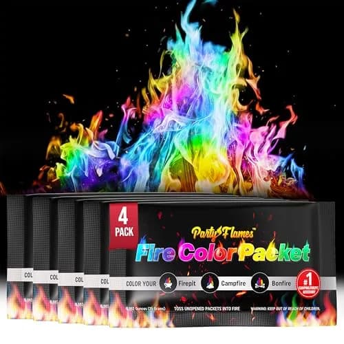 Party Flames Magic Campfire Fire Color Changing Packets 4 Pack | Rainbow Colored Flames for Fire Pit thumbnail 1