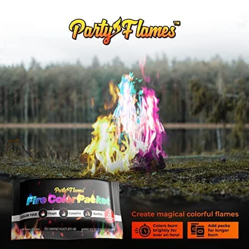 Party Flames Magic Campfire Fire Color Changing Packets 4 Pack | Rainbow Colored Flames for Fire Pit thumbnail 2