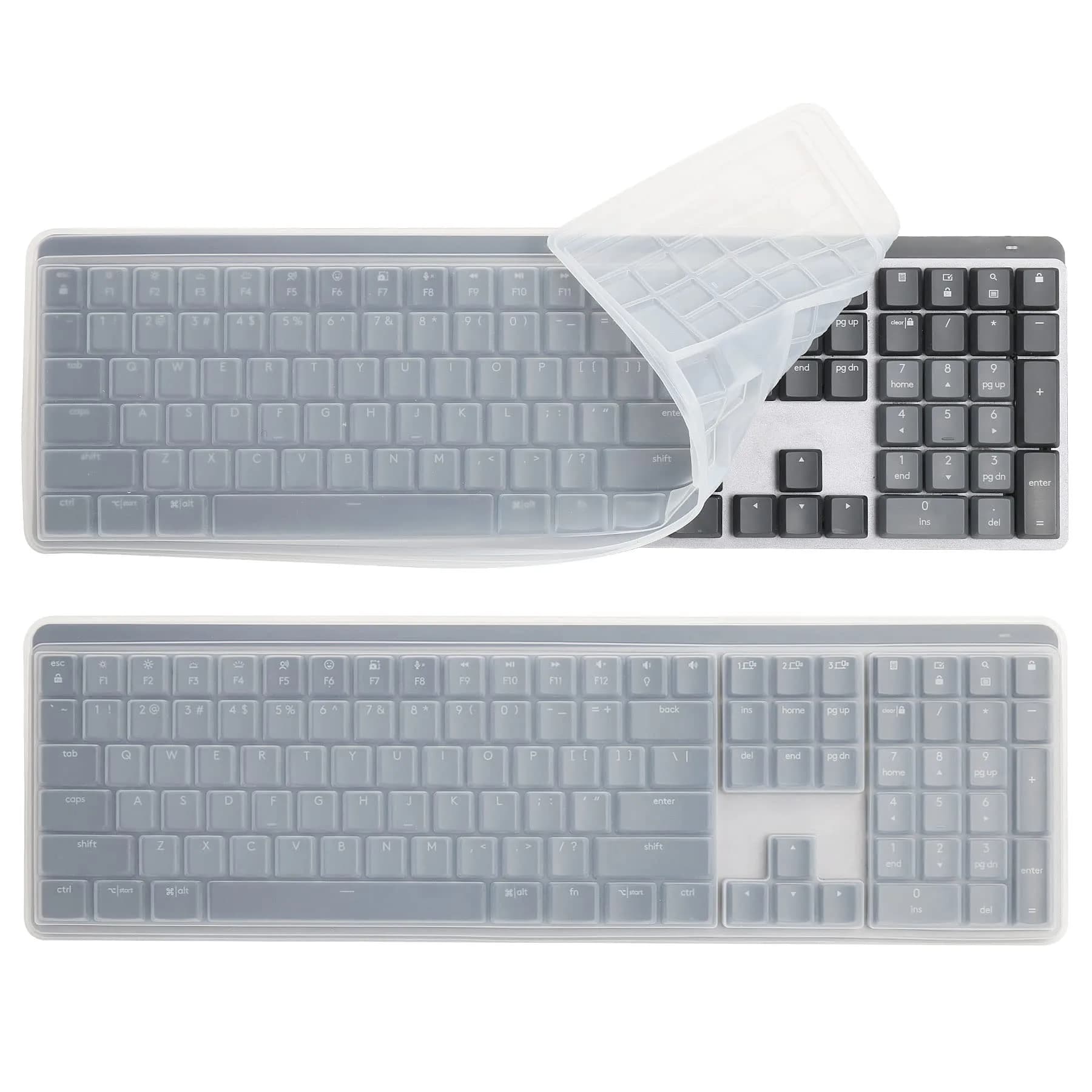 co2CREA Soft Silicone Keyboard Skin Cover for Logitech MX Mechanical Keyboard | Grey, Solid Pattern — MX Mechanical Keyboard Skin