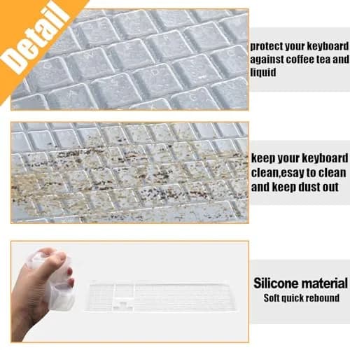 co2CREA Soft Silicone Keyboard Skin Cover for Logitech MX Mechanical Keyboard | Grey, Solid Pattern thumbnail 2