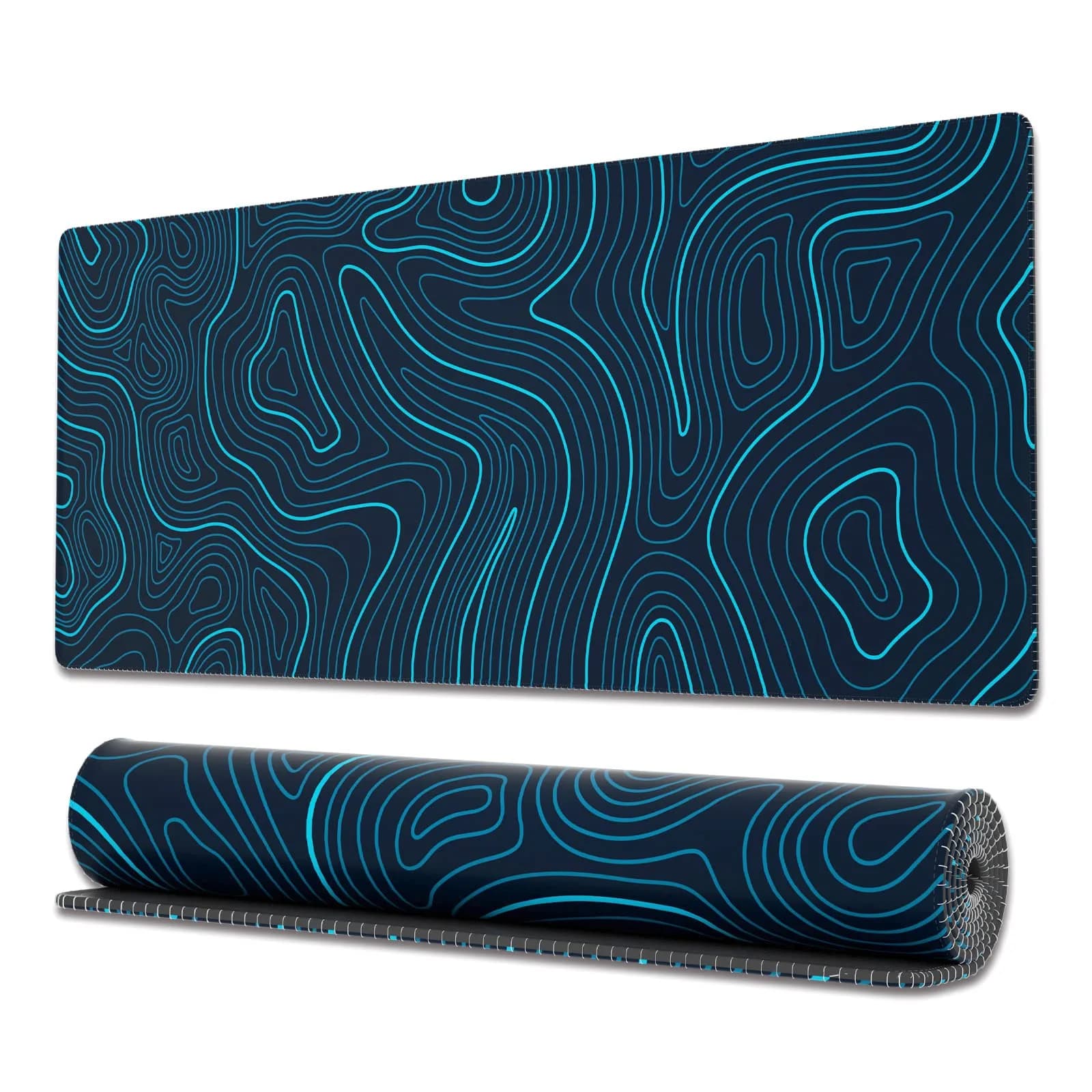 Ovenbird Blue Topo Extended Gaming Mouse Pad with Stitched Edges and Anti-Slip Base, 80x30 cm - main product image