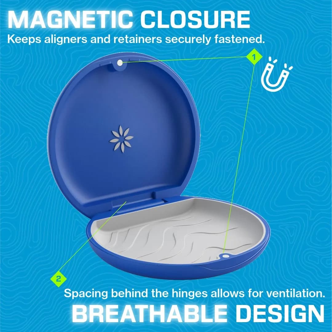 INVISALIGN Royal Blue Bear Retainer Case | Medical-Grade Thermoplastic, Magnetic Closure, Ventilated (8.7 x 8.7 x 2.2 Inch) - view 4