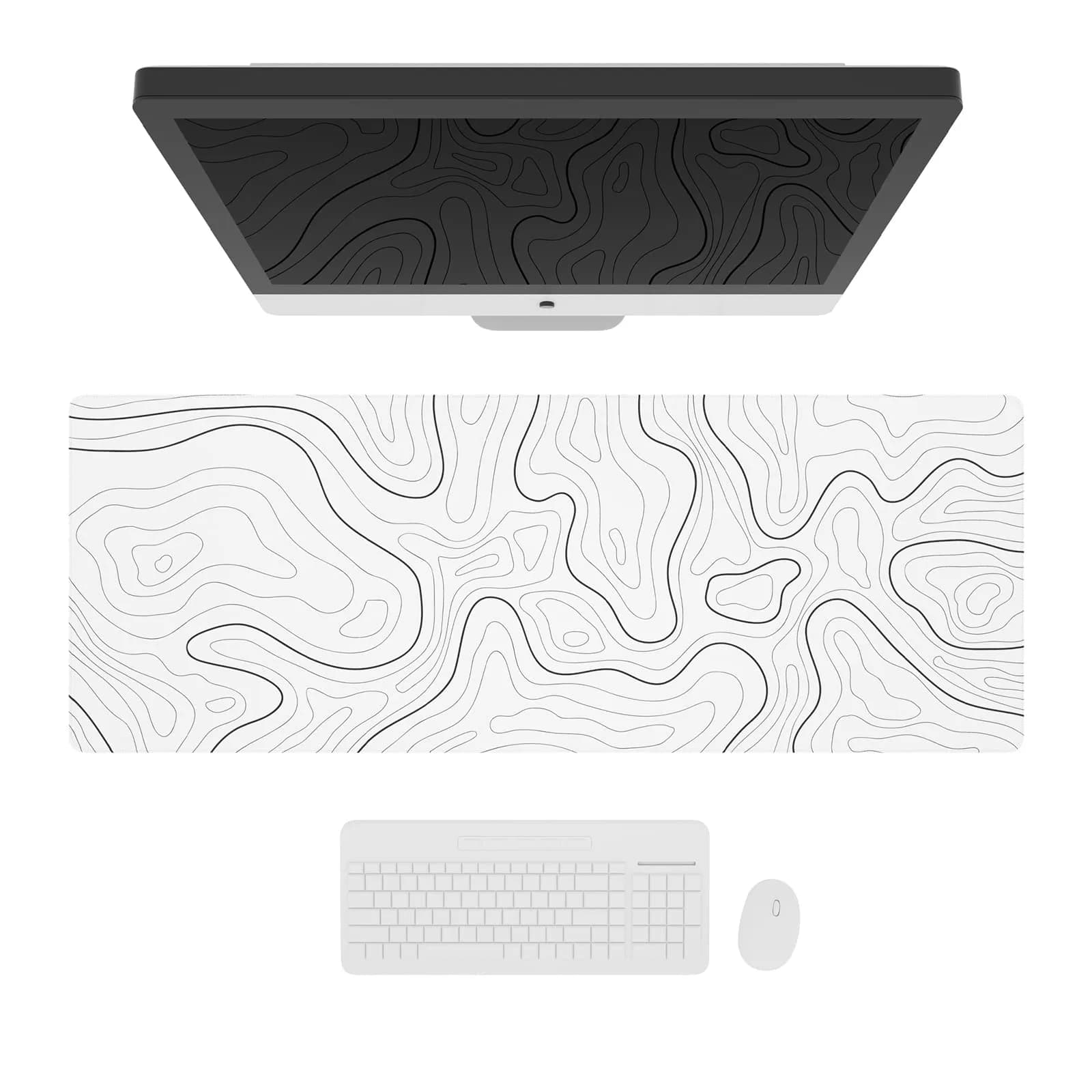 Ovenbird White Topo Extended XL Gaming Mouse Pad (31.5" x 11.8") with Stitched Edges - view 4