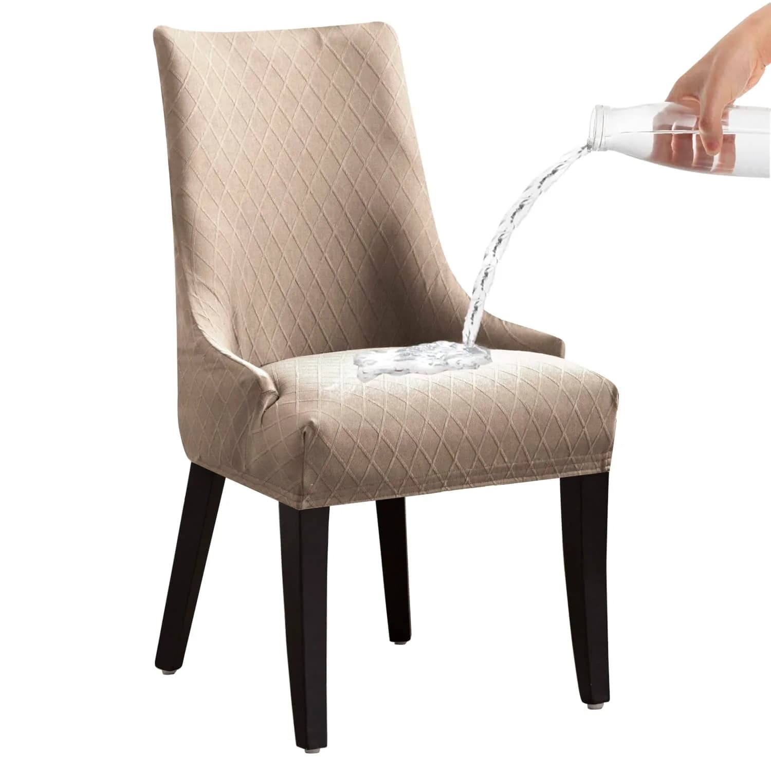 LANSHENG Reusable Wingback Chair Cover Khaki | Washable & Elastic Fit (120-130 chars) — Khaki
