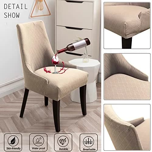 LANSHENG Reusable Wingback Chair Cover Khaki | Washable & Elastic Fit (120-130 chars) thumbnail 6