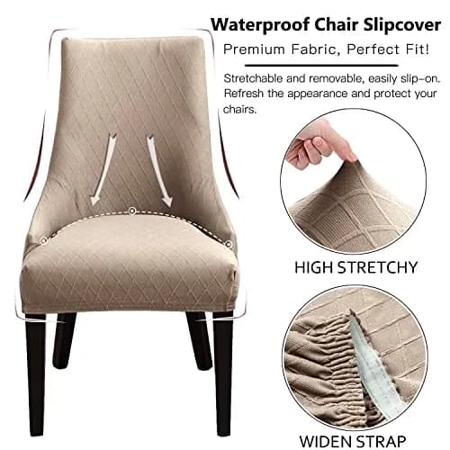 LANSHENG Reusable Wingback Chair Cover Khaki | Washable & Elastic Fit (120-130 chars) thumbnail 7