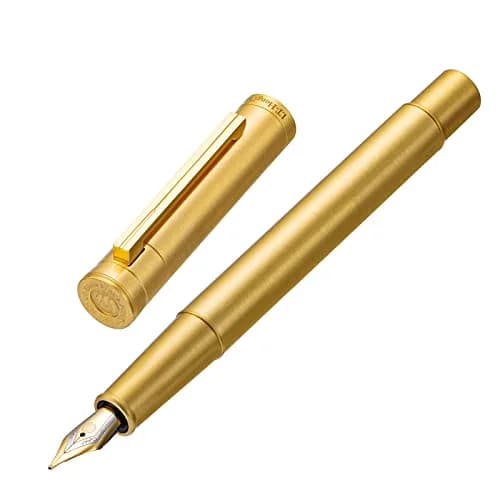 Asvine Raw Brass Fountain Pen 13.8cm (5.43in) Extra Fine Nib | Smooth Writing, Metal Case Set thumbnail 1
