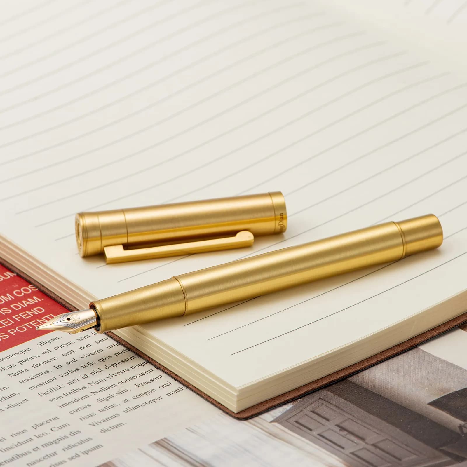 Asvine Hongdian Brass Fountain Pen Fine Nib with Converter & Metal Pen Case Set | Smooth Ink Flow - view 8