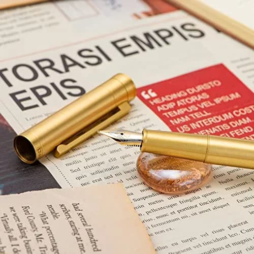 Asvine Brass Bent Nib Fountain Pen 138mm (5.43 in) | Calligraphy Writing Instrument thumbnail 4
