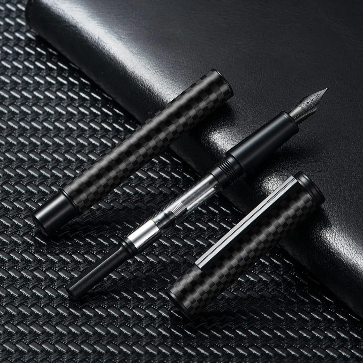 Asvine Black Carbon Fiber Fountain Pen Extra Fine Nib | Smooth Writer - view 6