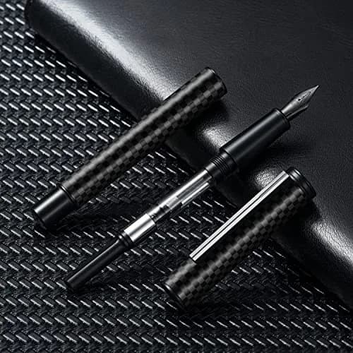 Asvine Black Carbon Fiber Fountain Pen Extra Fine Nib | Smooth Writer thumbnail 6