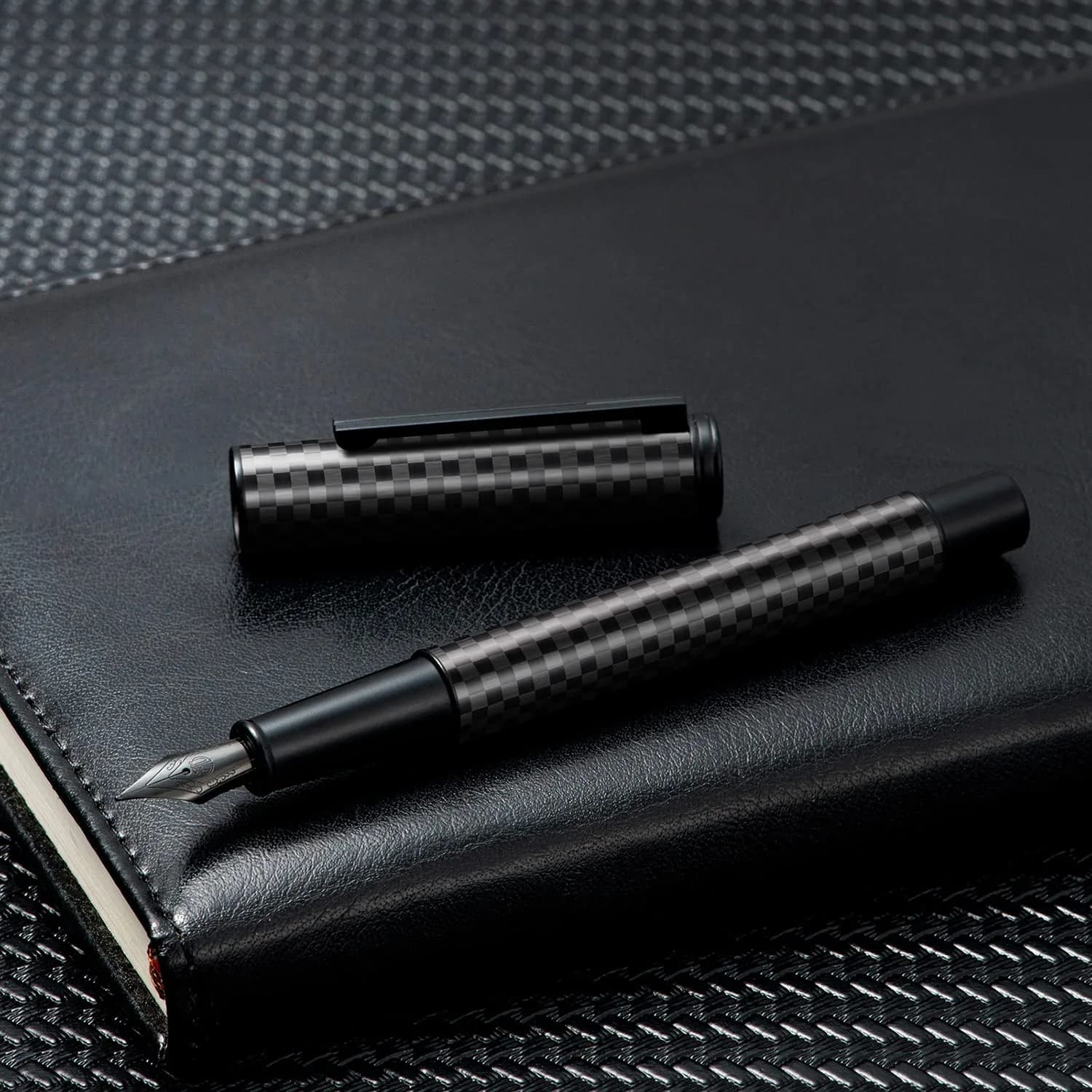 Asvine Black Carbon Fiber Fountain Pen Extra Fine Nib | Smooth Writer - view 7