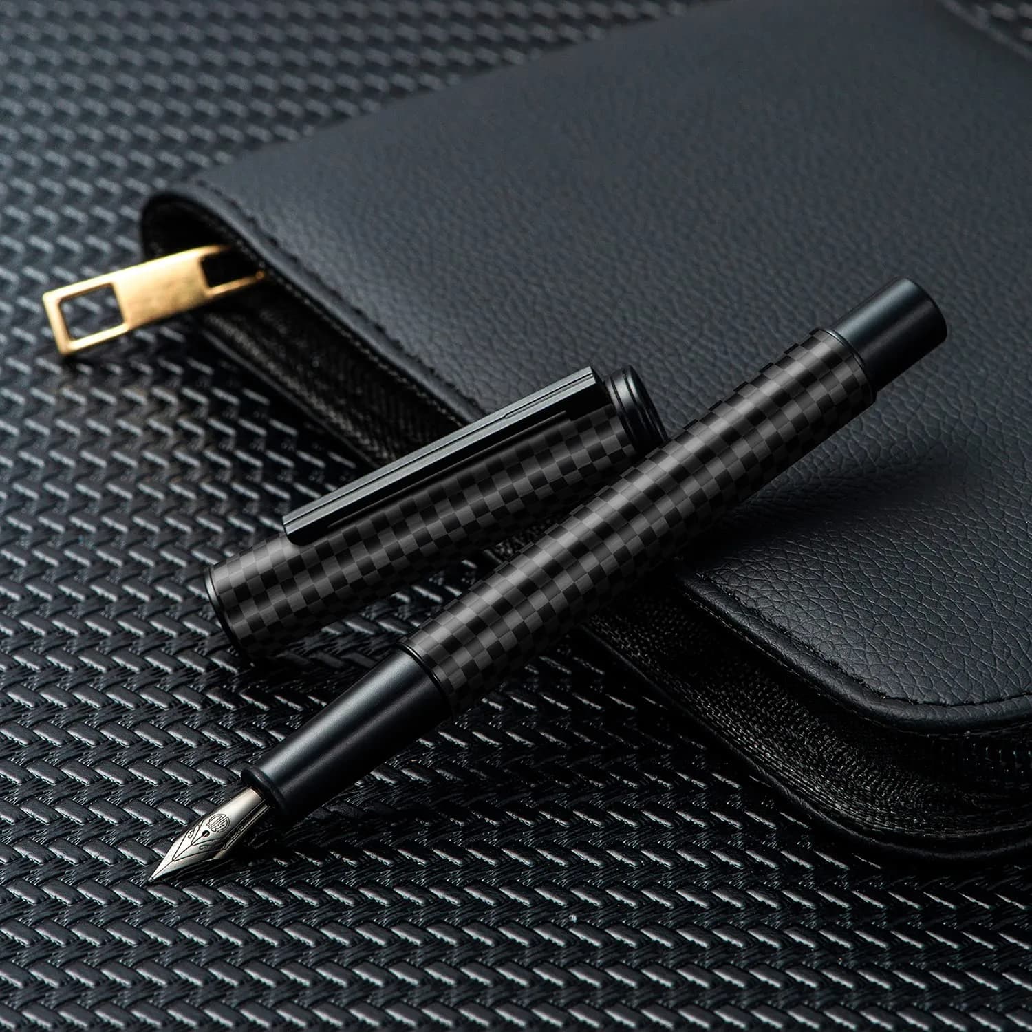 Asvine Black Carbon Fiber Fountain Pen Extra Fine Nib | Smooth Writer - view 8