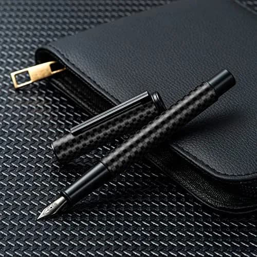Asvine Black Carbon Fiber Fountain Pen Extra Fine Nib | Smooth Writer thumbnail 8